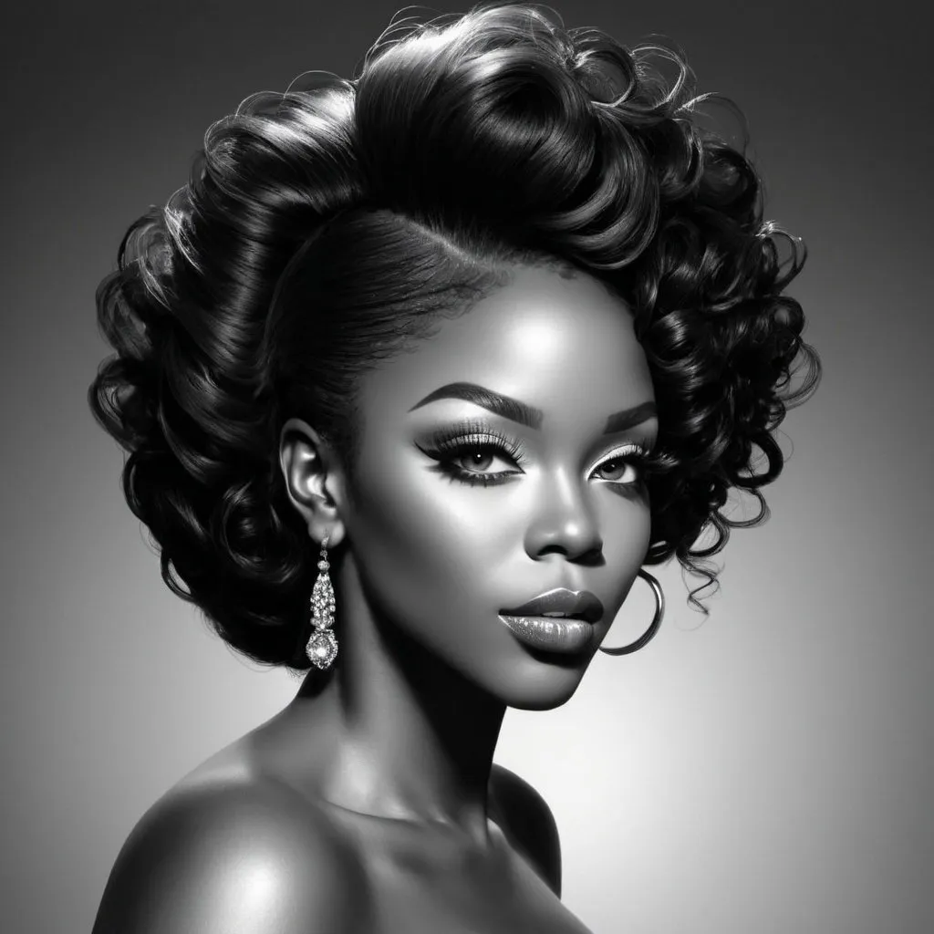 Prompt: <mymodel>beautiful makeup and hair on a gorgeous black woman