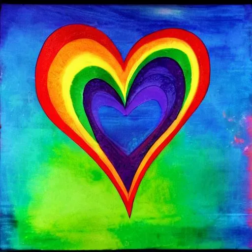 Prompt:  a heart with colors of the rainbow