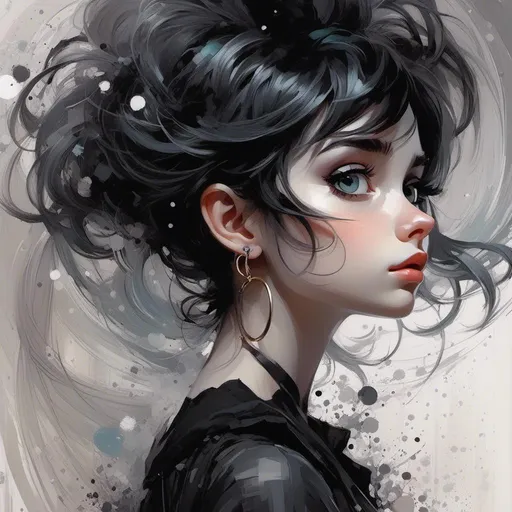 Prompt: <mymodel>A pouty goth punk girl by Holly Hobbie, Richard Burlet and Russ Mills; serious but dark; cute but distant
A goth punk girl inside a swirly black hole dreamscape brainstorm
