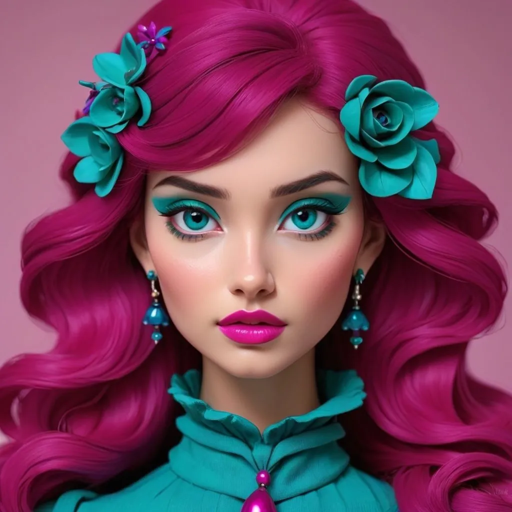 Prompt: <mymodel>magenta and teal lady