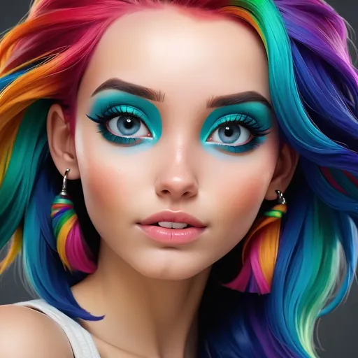 Prompt:  beautiful girl withcolorful hair