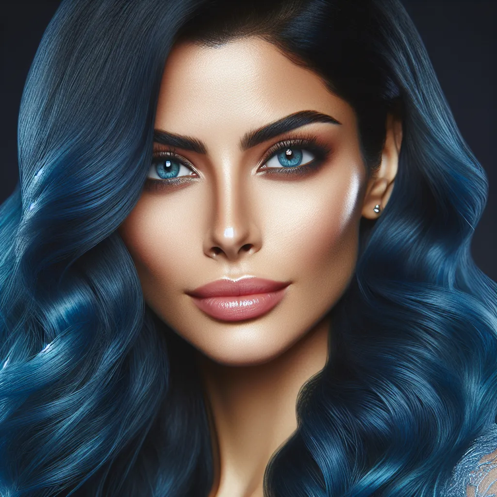 Prompt: <mymodel> beautiful woman with long blue hair and blue eyes