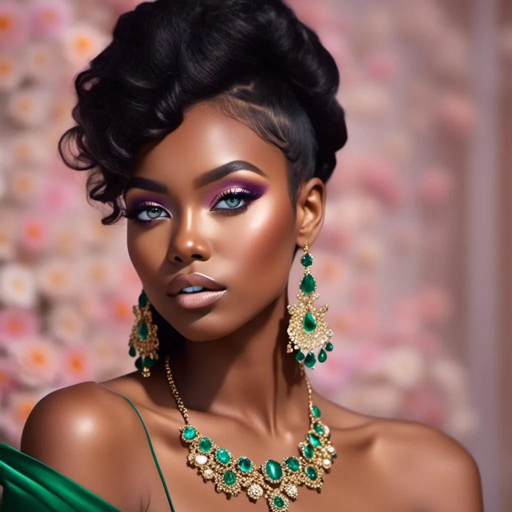 Prompt: <mymodel>beautiful makeup and hair on a gorgeous black woman