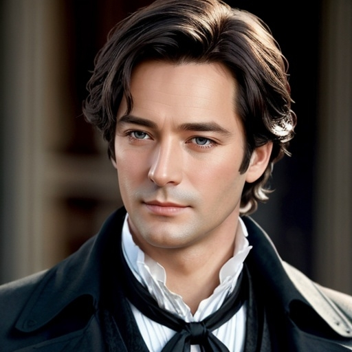 Prompt: <mymodel> Mr. Darcy, a handsome man with dark hair aged 30 years, stylish 18th century clothing, facial closeup