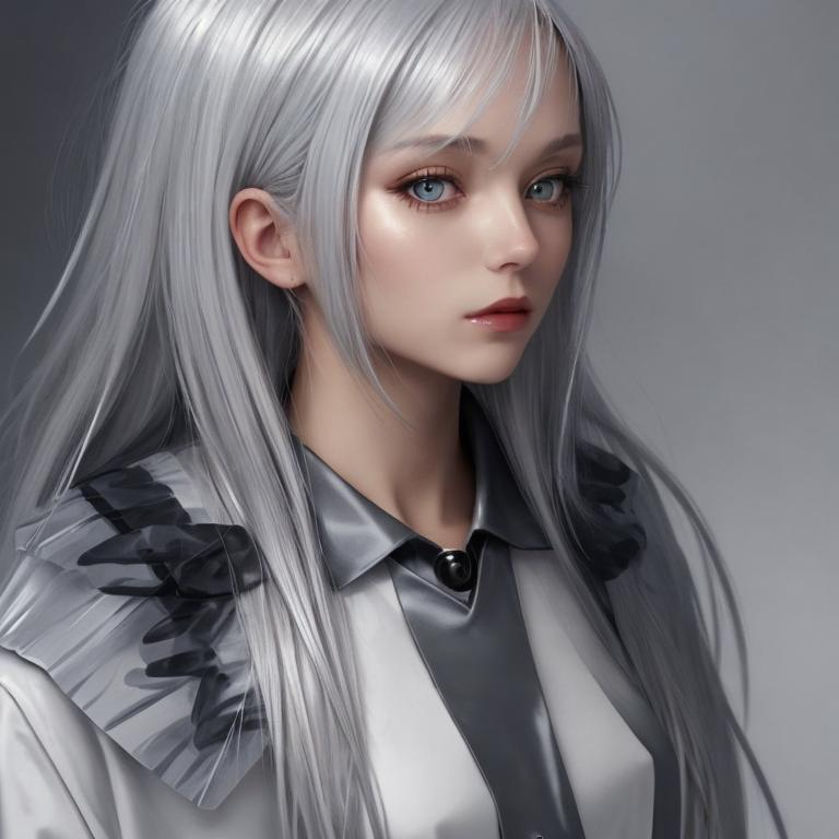 Prompt: silver haired girl