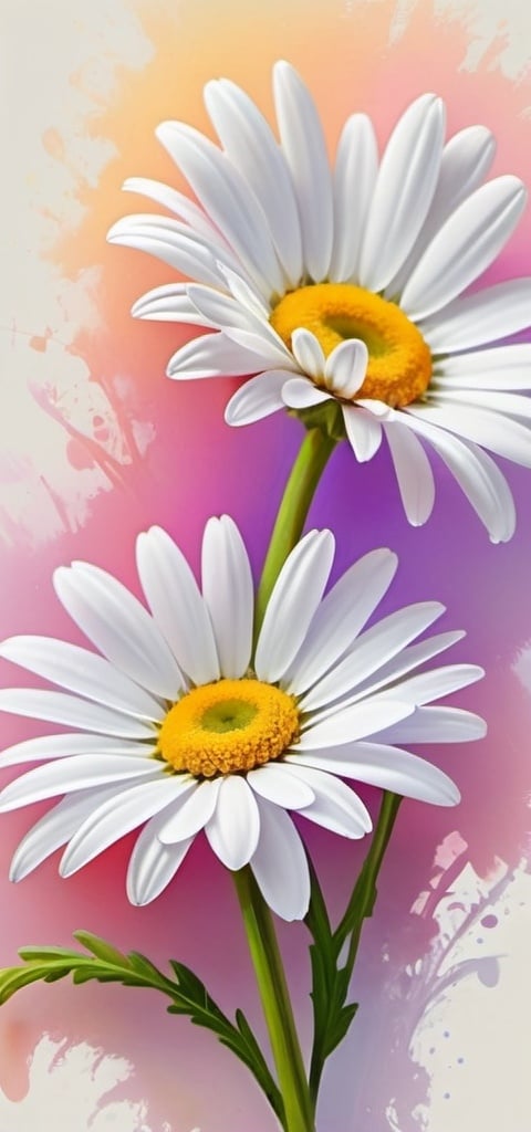 Prompt: Vibrant digital painting of a charming daisy, intricate petal details, fresh and lively colors, soft natural lighting, high quality, digital painting, vibrant colors, detailed petals, fresh, natural lighting