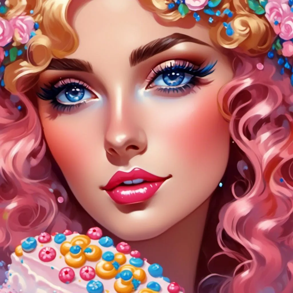 Prompt: <mymodel>(masterpiece), (best quality), (ultra-detailed), Beautiful frosting goddess, goddess of cake, bright pink frosting hair, pink features, wearing a detailed dress with sprinkles, by Tim burton, Highly Detailed, Digital Painting, hyper detailed eyes, Elegant, Portrait, Beautiful, Colourful, Artgerm, Alphonse Mucha, Ilya Kuvshinov, Watercolor, Ink Painting, Liminal Space, ilya kuvshinov, beautiful watercolor painting, realistic, detailed, painting by olga shvartsur, svetlana novikova, fine art, soft watercolor, (detailed background:1.3), Cinematic Lighting, ethereal light, intricate details, extremely detailed, incredible details, full colored, octane render, amazing detail, color grading, (glowing haze)++(soft glow)+ digital art render,