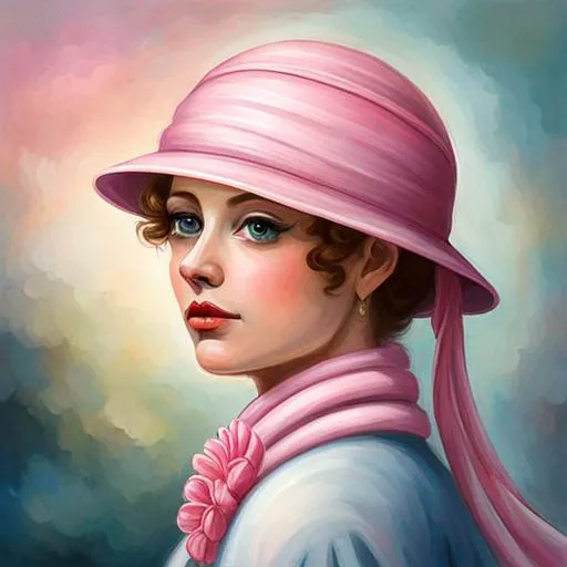 Prompt: Lady with pink