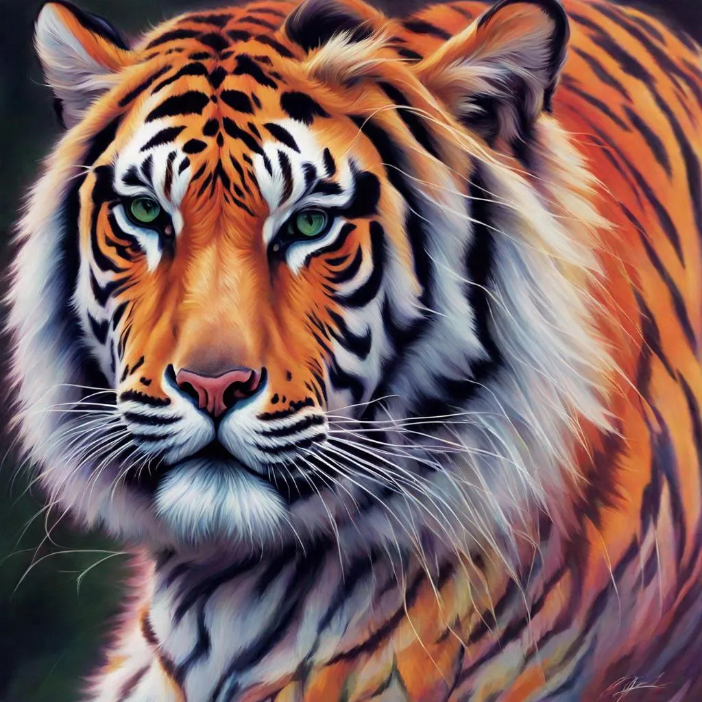 Prompt: A tiger in swirling colors