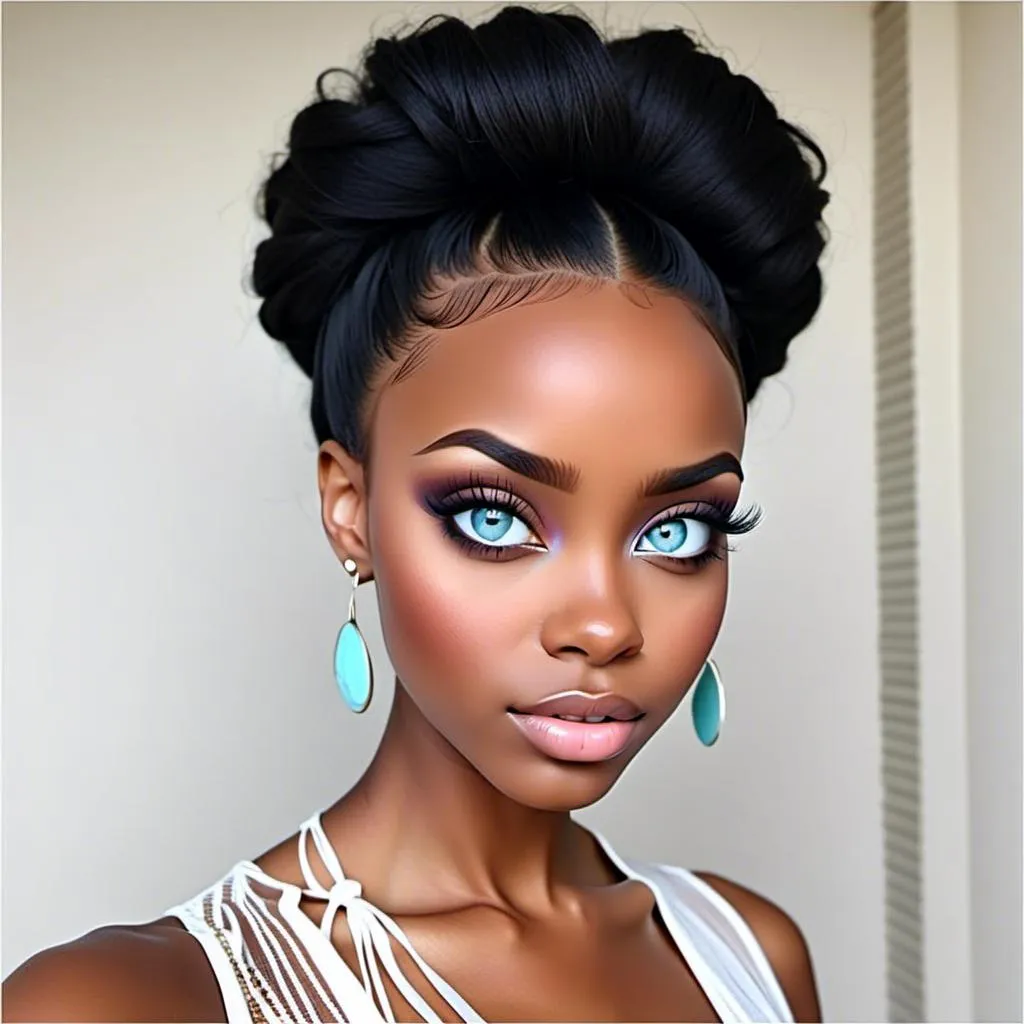 Prompt: <mymodel>60s makeup and hair on a black girl