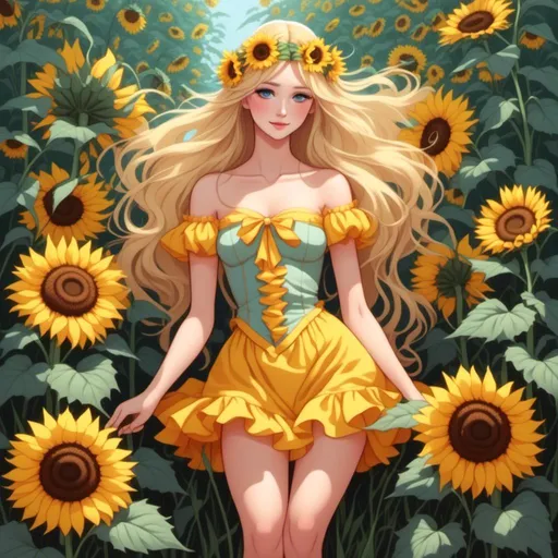 Prompt: <mymodel>Fairy princess of sunflowers