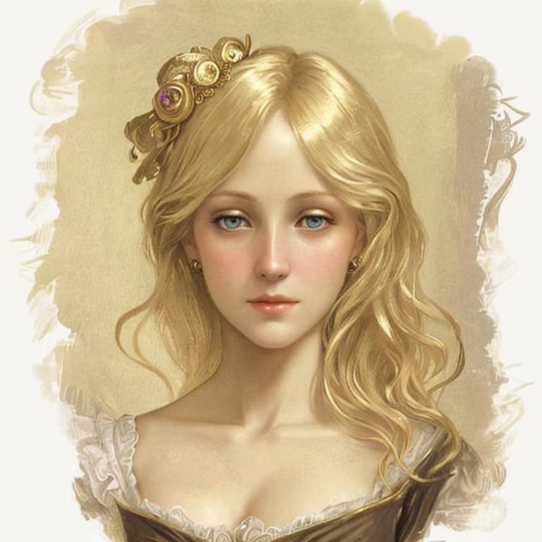 Prompt: A blonde girl of the gilded age