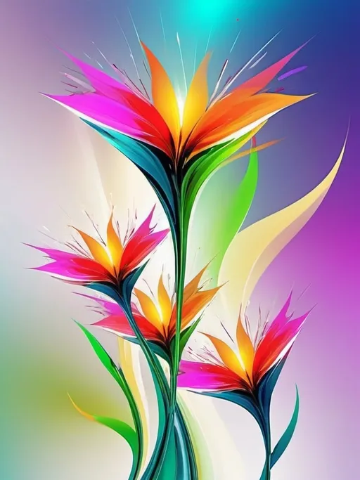 Prompt: Vibrant abstract digital artwork of flowers, dazzling colors, dynamic composition, high energy, modern digital art, vibrant, abstract, digital, high energy, dynamic composition, best quality, colorful, vivid tones, professional lighting