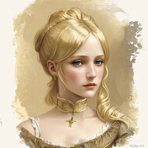 Prompt: A blonde girl of the gilded age