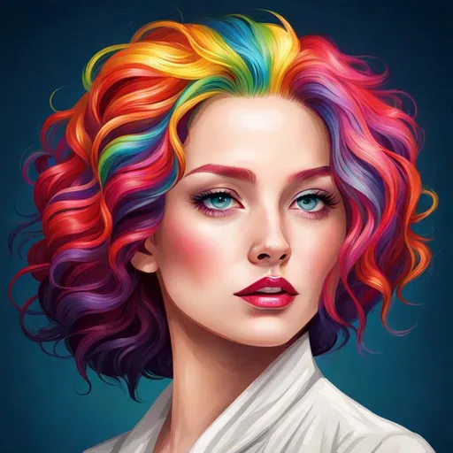 Prompt: A girl with rainbow hair 