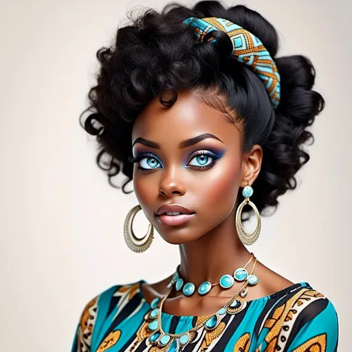 Prompt: <mymodel>60s makeup and hair on a black girl