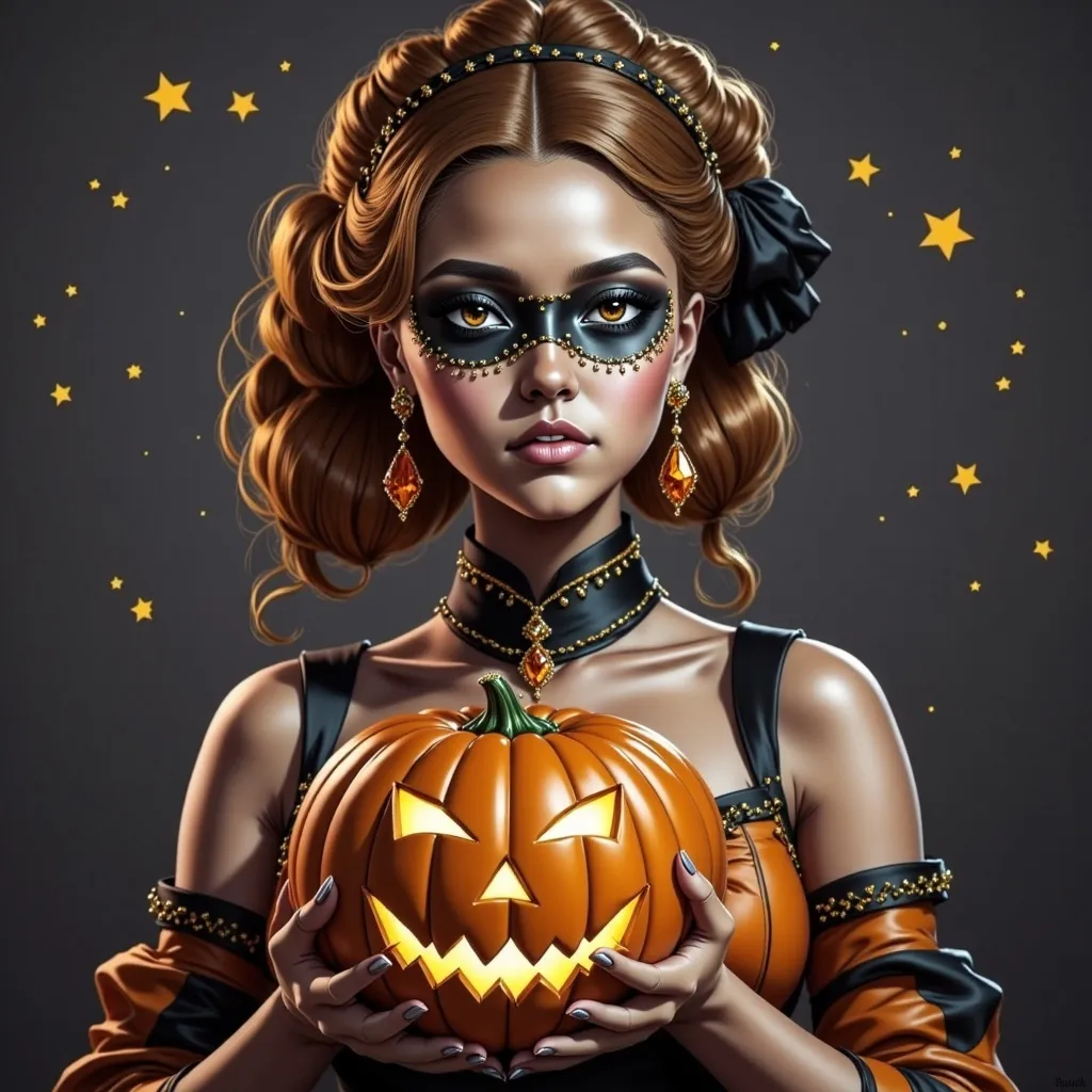 Prompt: A HALLOWEEN PUMPKIN
Black background