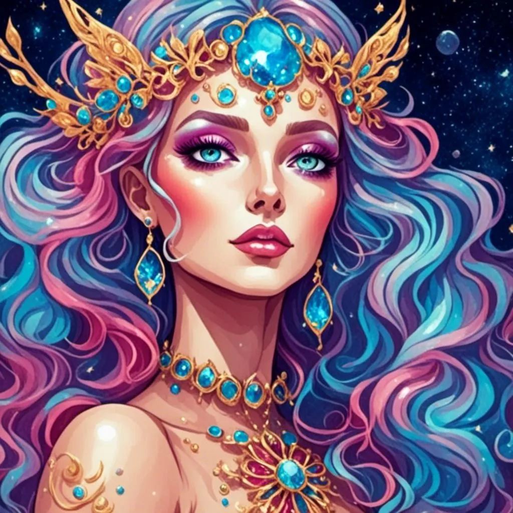 Prompt: <mymodel>Fairy goddess of outer space,erherial,cosmic being,closeup