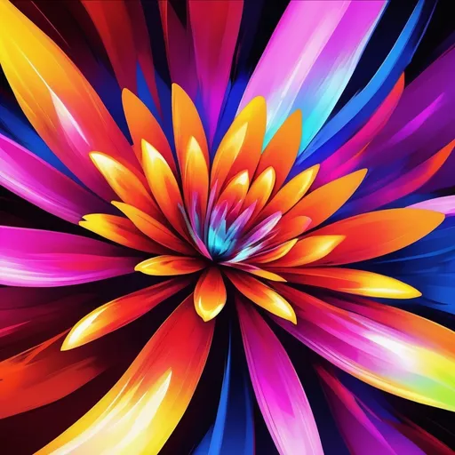 Prompt: Vibrant abstract digital artwork of flowers, dazzling colors, dynamic composition, high energy, modern digital art, vibrant, abstract, digital, high energy, dynamic composition, best quality, colorful, vivid tones, professional lighting