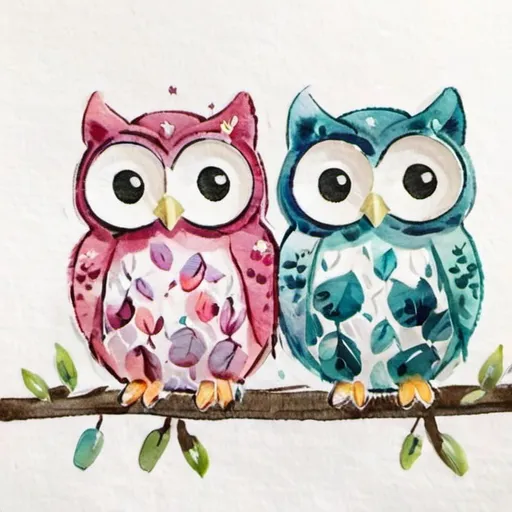 Prompt: Adorable illustration of two owls, soft pastel colors, dreamy forest setting, ultra-detailed feathers, big expressive eyes, whimsical, high quality, pastel colors, dreamy lighting
