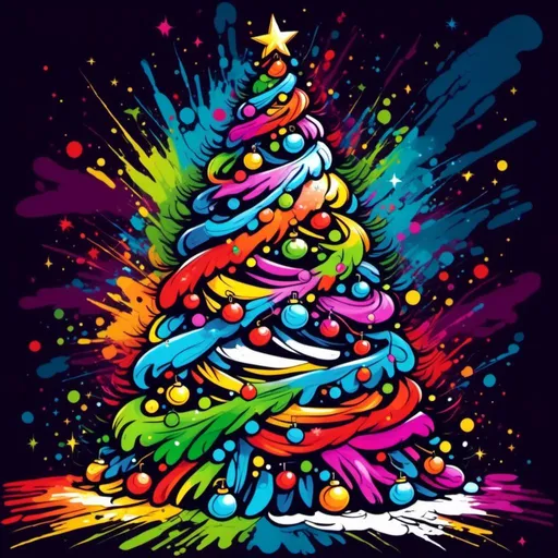 Prompt: <mymodel>Christmas tree, high quality, graffiti style, vibrant tones