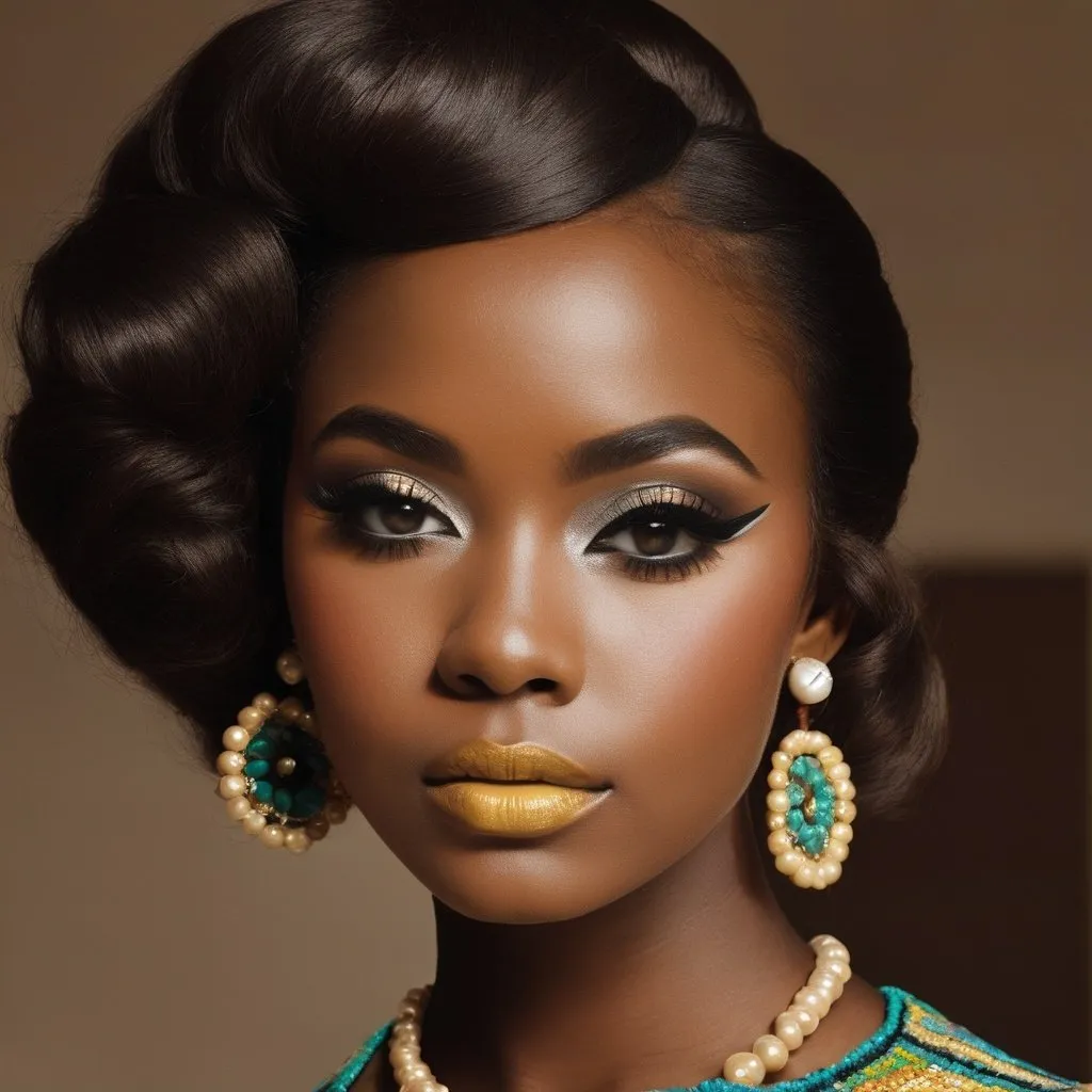 Prompt: <mymodel>60s makeup and hair on a black girl