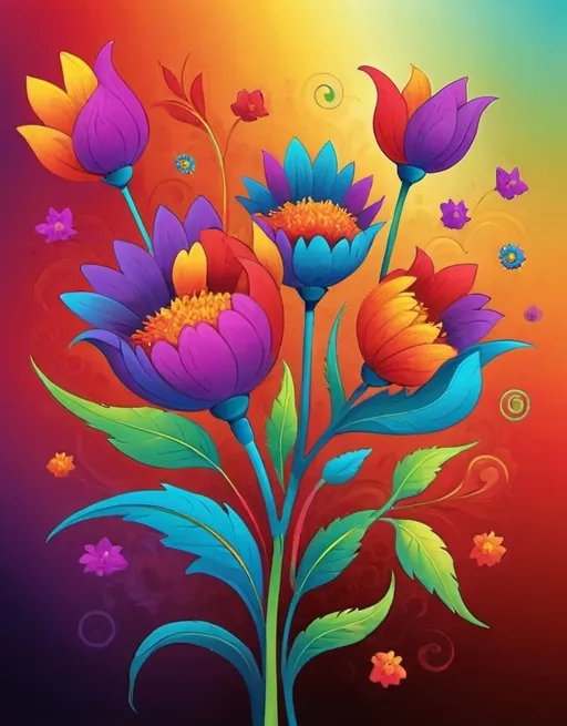 Prompt: vibrantly colored flowers