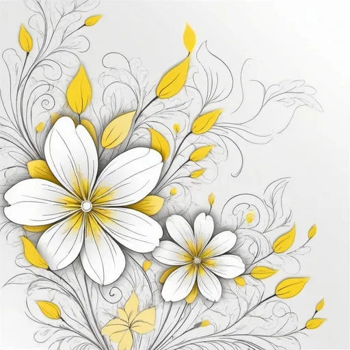 Prompt: A delicate floral abstract design for bliss.... a pretty and beautiful design.... yellow colour. White background.... line art. Vector image