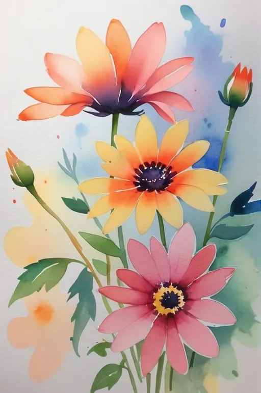 Prompt: watercolor flowers