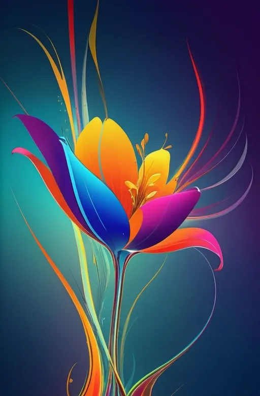 Prompt: Vibrant abstract digital artwork of flowers, dazzling colors, dynamic composition, high energy, modern digital art, vibrant, abstract, digital, high energy, dynamic composition, best quality, colorful, vivid tones, professional lighting