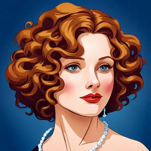 Prompt: fashionable 1st class  female passenger on the Titanic,curly hair styled hair, large lips, facial closeup, vibrant colors
