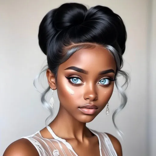 Prompt: <mymodel>60s makeup and hair on a black girl