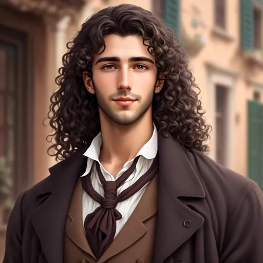 Prompt: very handsome 21 year old man, dark, long curly hair, closeup, realistic, in color<mymodel>












.