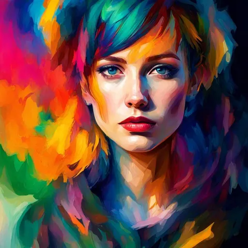 Prompt: colorful image of a young lady