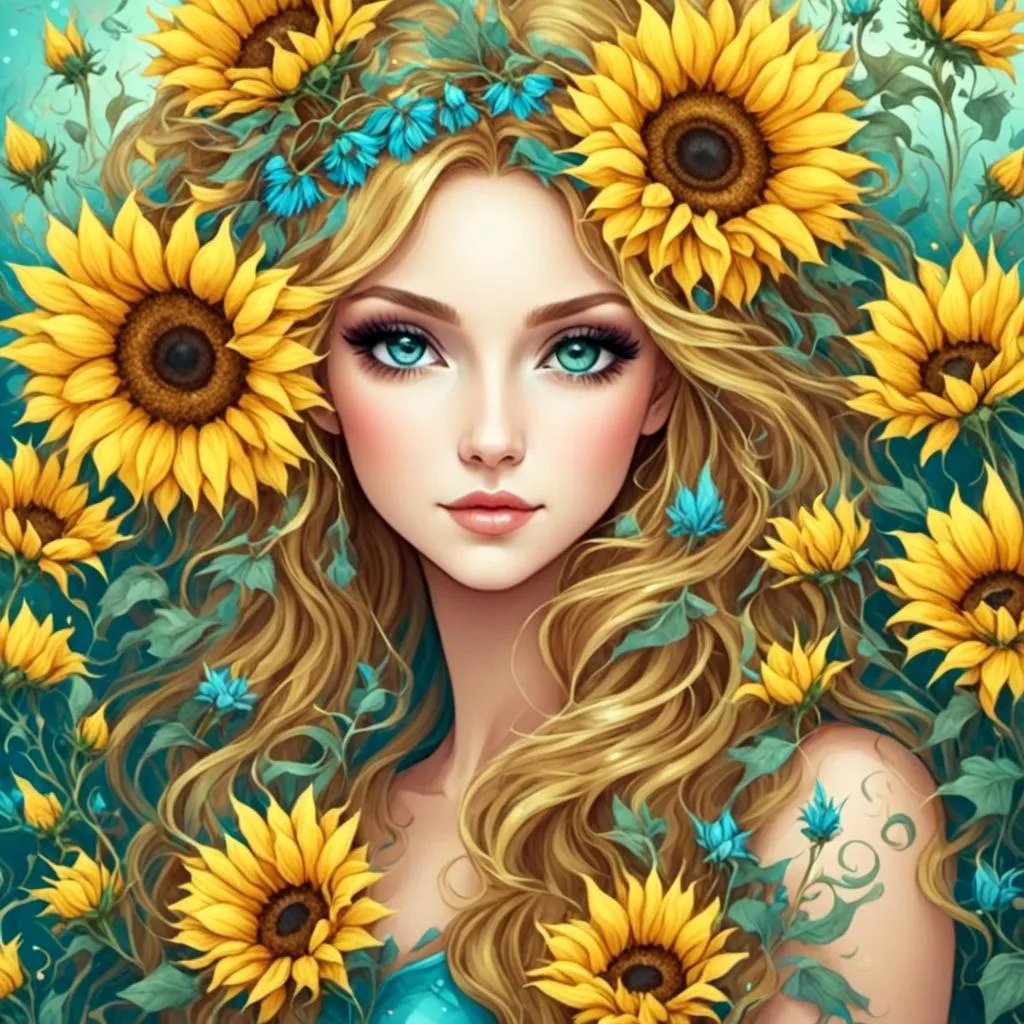 Prompt: <mymodel>Fairy princess of sunflowers