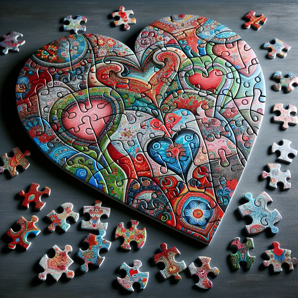 Prompt: A jigsaw puzzle heart