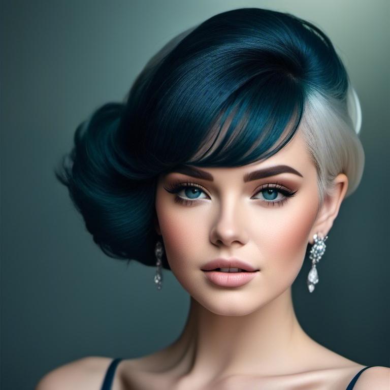 Prompt: <mymodel>A beautiful woman, white hair, blue eyes, blue eyeshadow, blue jewels o