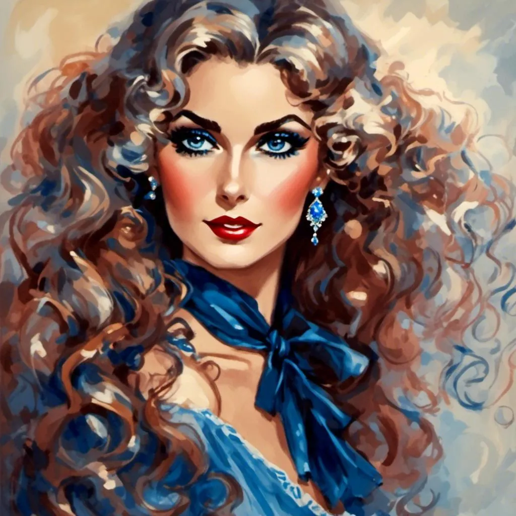 Prompt: <mymodel>An attractive young woman wearing heavy makeup, long curly hair, closeup