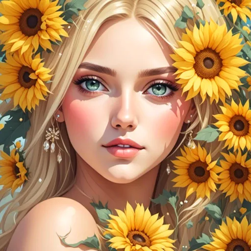 Prompt: <mymodel>Fairy princess of sunflowers