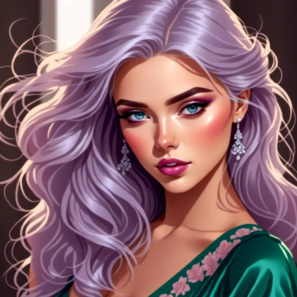 Prompt: <mymodel>Beautiful and Gorgeous woman, purple roses in hair