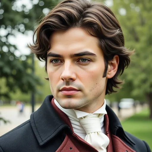 Prompt: a man in a black coat and a white shirt and a white tie and a tree in the background, Felix Octavius Carr Darley, pre-raphaelitism, promotional image, a character portrait