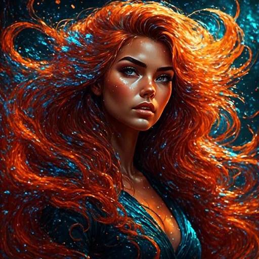 Prompt: <mymodel>Detailed digital painting of a powerful woman, vibrant colors, magical fantasy setting, flowing hair with intricate details, intense and confident expression, ethereal and mystical atmosphere, high quality, digital painting, fantasy, vibrant colors, flowing hair, powerful, confident, mystical, atmospheric lighting