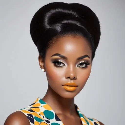 Prompt: 60s makeup and hair on a black girl<mymodel>