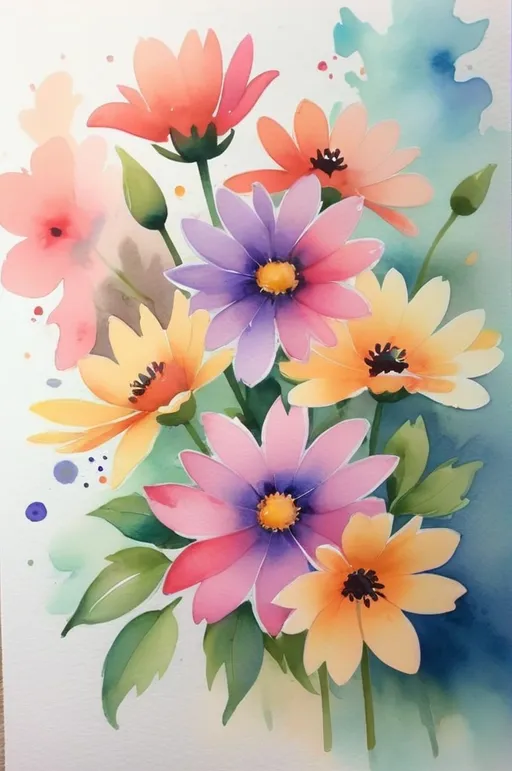 Prompt: watercolor flowers
