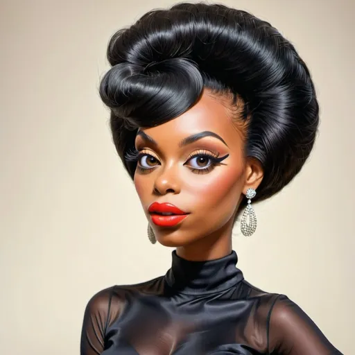 Prompt: <mymodel>60s makeup and hair on a black girl