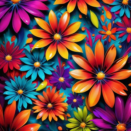 Prompt: Vibrant abstract digital artwork of flowers, dazzling colors, dynamic composition, high energy, modern digital art, vibrant, abstract, digital, high energy, dynamic composition, best quality, colorful, vivid tones, professional lighting