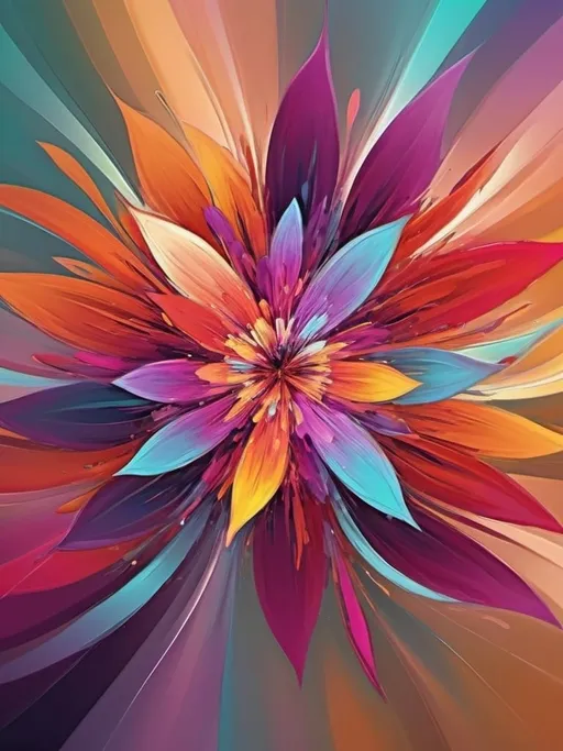 Prompt: Vibrant abstract digital artwork of flowers, dazzling colors, dynamic composition, high energy, modern digital art, vibrant, abstract, digital, high energy, dynamic composition, best quality, colorful, vivid tones, professional lighting