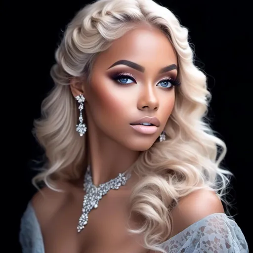 Prompt: <mymodel>beautiful makeup and hair on a gorgeous black woman