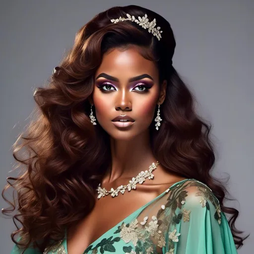 Prompt: <mymodel>beautiful makeup and hair on a gorgeous black woman