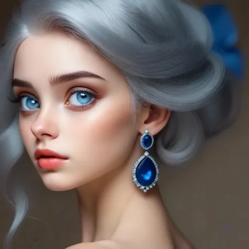 Prompt: <mymodel>Glamorously dressed lady of rhe 1930's wearing sapphire jewelry,blue eyes